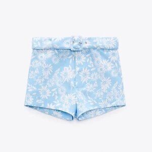 Zara Floral Print Shorts (Belt included)